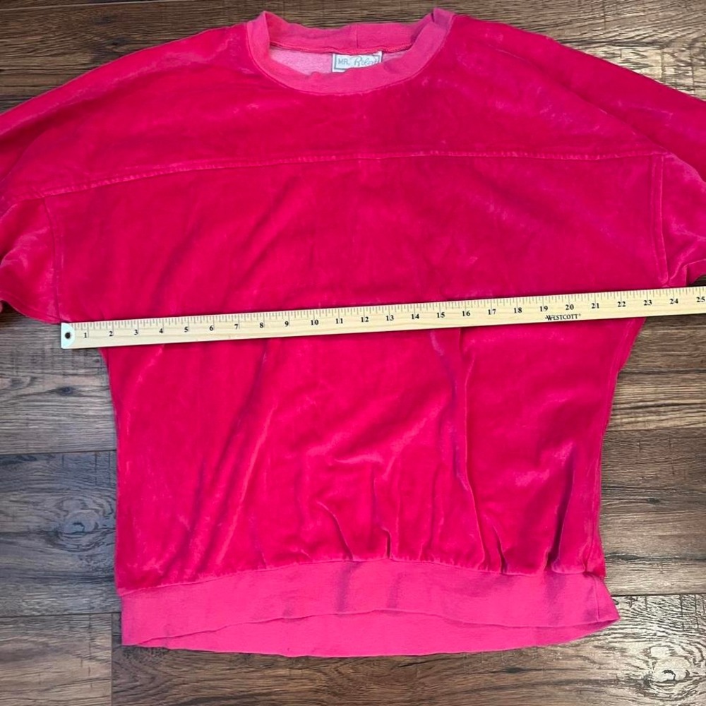 Pink 90s Velour Crewneck Sweatshirt Women Medium Y2K Streetwear McBling Velvet - Picture 3 of 5